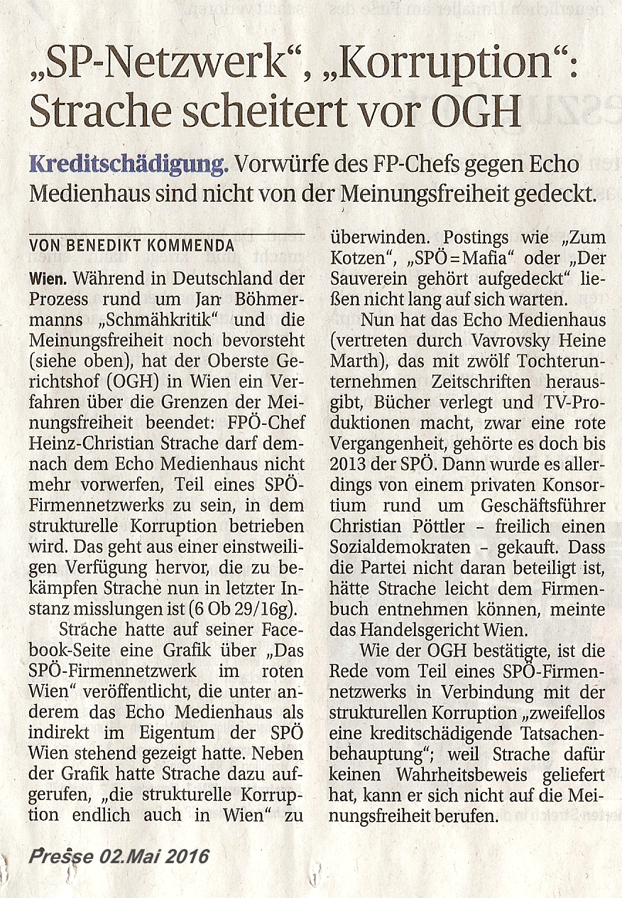 160502 Presse Strache verliert!